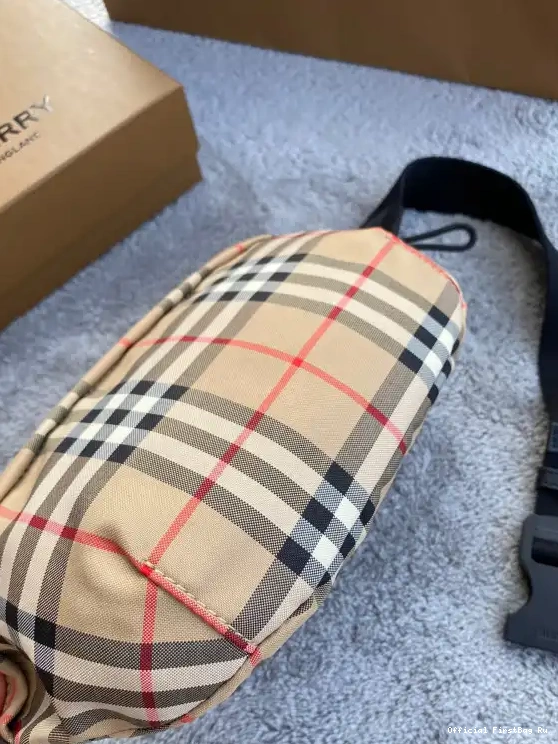 Official First Bag Ru Check Bum Bonded Cotton Medium Bag BURBERRY Vintage 0607